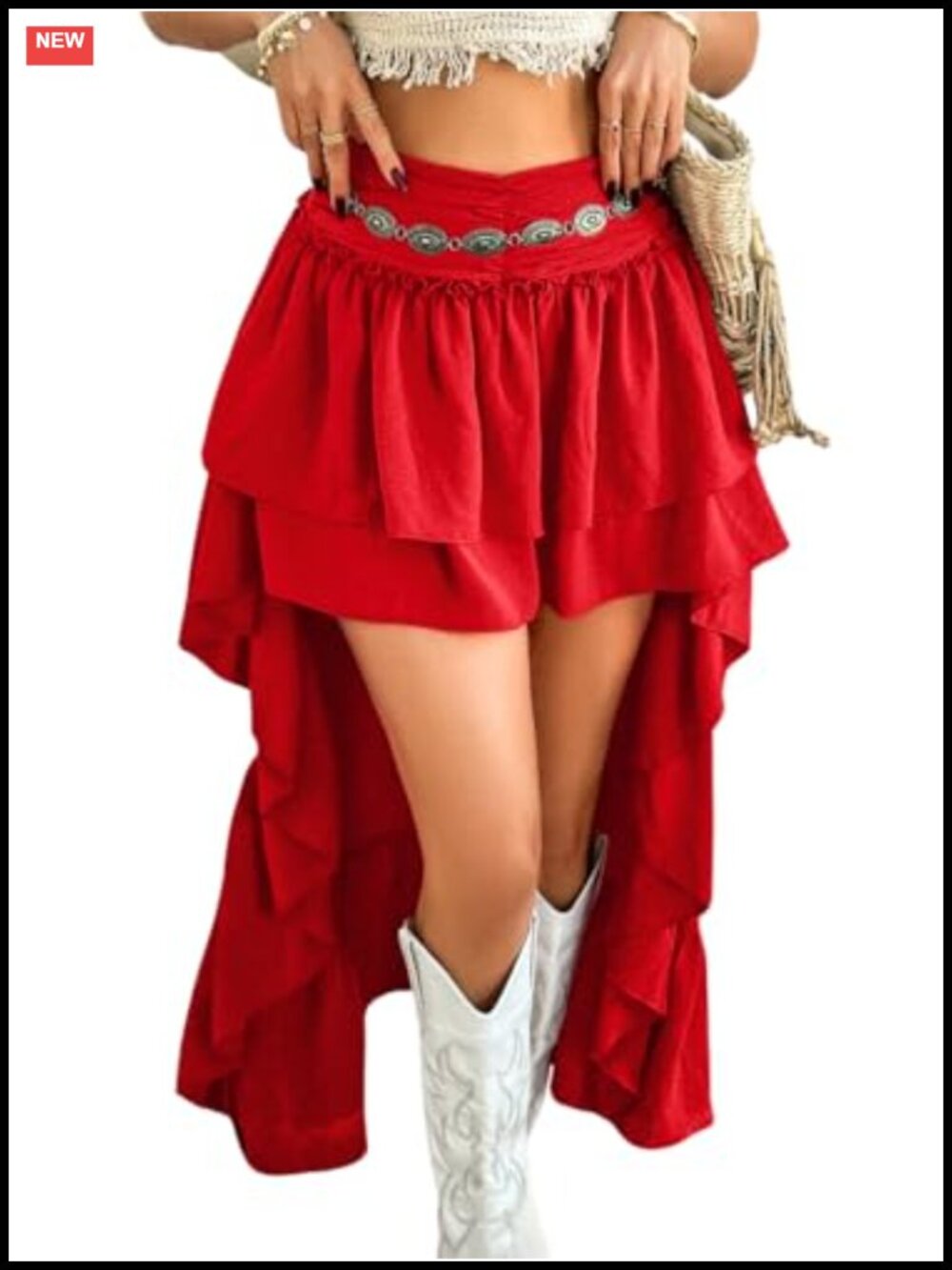 Women's Renaissance High Low Skirt, Boho Asymmetrical Ruffle Pirate Skirt,